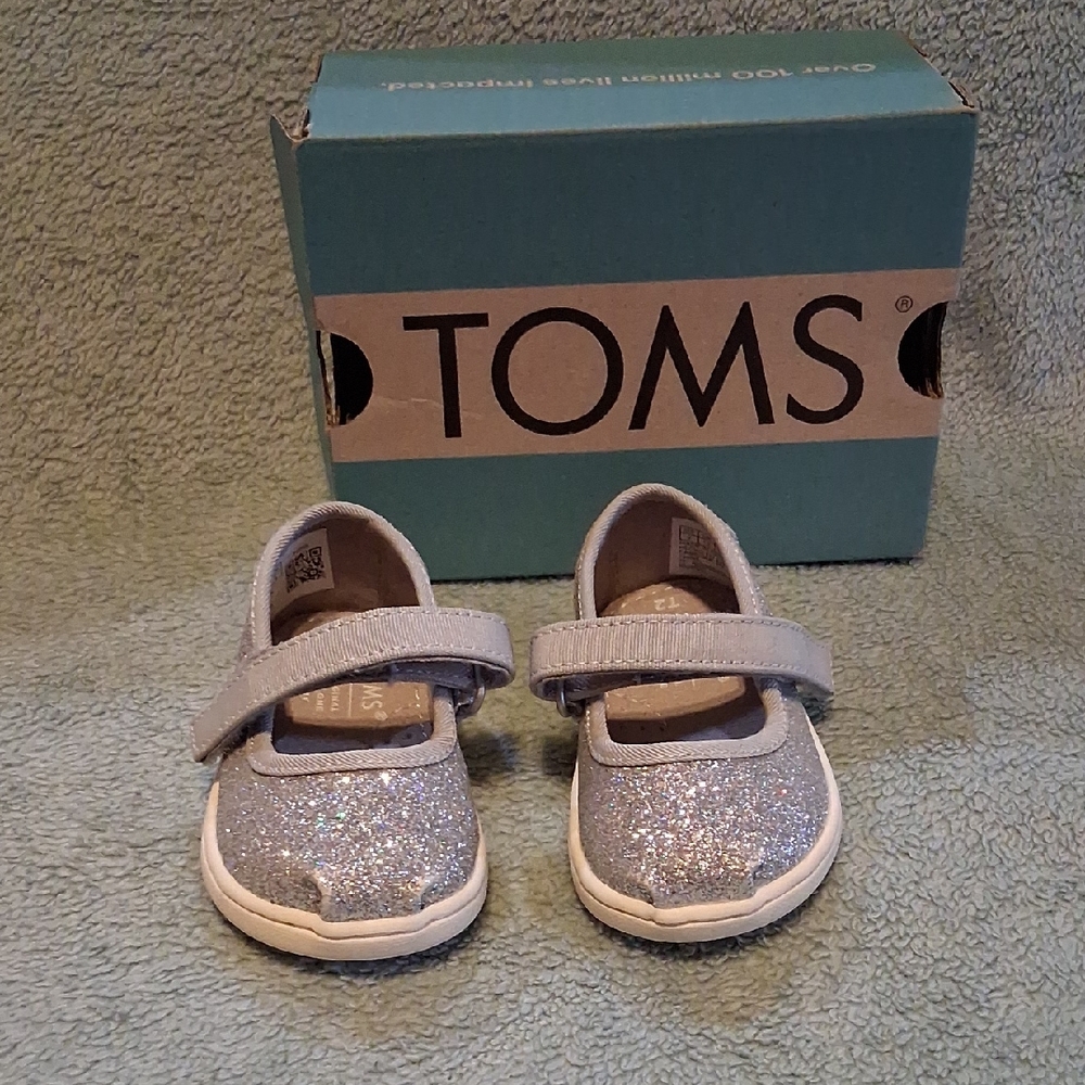 TOMS Kids Sparkly Mary Jane Shoes - Silver